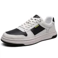 Sneaker casual da uomo in pelle nel classico schema di colori panda nero e bianco - Bianco