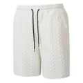 Weiße Herren-Freizeitshorts mit Kordelzug und Jacquard-Zopfmuster - S / Unterteile / Weiß