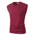 Men's breathable burgundy mesh tank top with comfortable crew neck and wide shoulders - S / Tops / Dark Red