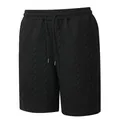 Lässige schwarze Herren-Sommershorts mit Kordelzug und Jacquard-Zopfmuster - S / Unterteile / Schwarz