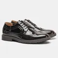 Scarpe brogue da uomo in vernice marrone lucida con dettagli traforati eleganti - 7 / Marrone scuro