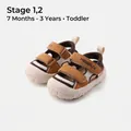 Breathable brown and white toddler sandals with mesh upper and velcro straps - Size 16 / Inner 12.5cm / Camel