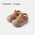 Brown breathable toddler sandals for 7 months to 3 years old with cut-out design - Size 16 / Inner 12.5cm / Camel