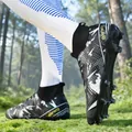 Professionelle High-Top Fußballschuhe mit Nocken für das Outdoor-Training im Wald - 35 / Weiß Grau Schwarz