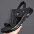 Sandalias de playa negras para hombre transpirables con suela gruesa antideslizante deportiva. - Negro