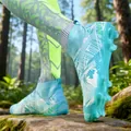 Professionelle türkise High-Top-Fußballschuhe mit weißem Muster und neongrünen Stollen - 35 / Hellgrasgrün