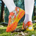 Leuchtend orangefarbene Kinder-Fußballschuhe mit Klettverschluss und TF-Gummisohle - 30 / Metallic-Orange