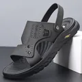 Sandalias de playa transpirables gris oscuro para hombre con suela gruesa antideslizante - Gris