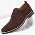 Premium men's brown suede Oxford shoes featuring elegant brogue detailing and lace-up design - 38 / Coffee