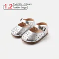 Silver hollow-out toddler walking sandals for girls aged 7 months to 3 years - Size 16 / Inner 12.5cm / Silver