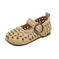 Sandales Mary Jane ajourées beiges pour filles avec bout rond confortable et semelle souple - Jaune