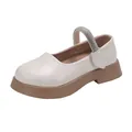 Zapatos de princesa Mary Jane blanco roto para niñas con correa de pedrería y suela - Beige