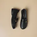 Black hollow-out soft-sole walking shoes for elderly women with rose metal detail - 35 / Black