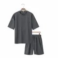 Conjunto deportivo de dos piezas para hombre en algodón pesado gris oscuro, suelto - Gris oscuro