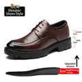 Premium men's brown breathable hollow leather dress shoes with 8cm height increase - 37 / Height Increasing Hollow 8CM (Z82-1) / Brown