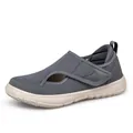 Chaussures de marche en maille respirante pour hommes avec coupe large et velcro - 39 / Gris foncé