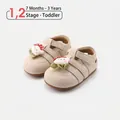 Cute beige baby girl pre-walker leather sandals with lovely cartoon mushroom decor - Size 16 (Inner Length 12.5cm) / Beige