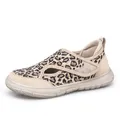 Chaussures de marche respirantes à motif léopard avec une sangle velcro beige - 35 / Imprimé léopard