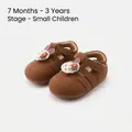 Cute brown baby girl walking sandals with floral decor for ages 7 months to 3 years - Size 16 (Inner Length 12.5cm) / Yellow