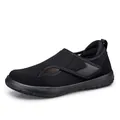 Chaussures de marche confortables en maille respirante noire pour hommes âgés avec scratch - 35 / Noir