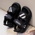 Black boys' summer sandals with adjustable straps and non-slip soles for outdoor activities - 21 / Black