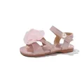 Sandali da principessa rosa per bambine con grande fiore in tessuto e perla chic. - Taglia 23 (Lunghezza Interna 14.7cm) / Rosa