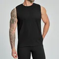 Sleeveless men's sports tank top in black for fitness, tennis and gym workouts - Black