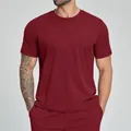 Heren bordeauxrood sport T-shirt met ronde hals voor fitness en vrije tijd. - S / Tops / Bordeauxrood