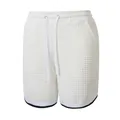 Men's stylish white quilted sports shorts for summer casual wear with contrast trim - White
