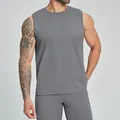 Athletic grey sleeveless performance tank top for men's fitness, yoga and outdoor sports - Gray
