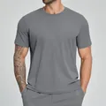Heren sport T-shirt met ronde hals in antracietgrijs voor fitness en casual gebruik - S / Tops / Vrijheidsgrijs