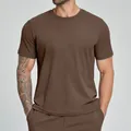 Premium heren sport t-shirt in bruin, korte mouwen voor fitness, sport en gym trainingen - Chocoladebruin
