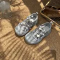 Detail of grey children's breathable mesh sandals with closed-toe anti-slip design - 26 (Inner Length 16.5cm) / Gray