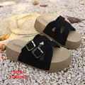 Damen Plateau-Sandalen mit Doppelschnallen und 5 cm Absatzhöhe im Detail - Schwarz