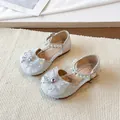 Elegant silver girls' princess sandals with glitter and pearl straps - 21 / Princess Style (HSH-888) / Beige