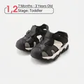 Toddler thick sole anti-slip hollow breathable sports sandals in black animal design - Size 16/Inner Length 13.0cm / Black