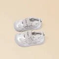 Silver breathable mesh toddler walking shoes with protective toe cap and soft sole - 28 / Silver