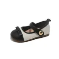 Elegant tweed Mary Jane princess shoes for girls with black bow and gold button detail - Sizes 23-28 (Pack of 6 Pairs) / Black