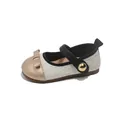 Elegant girls' tweed Mary Jane shoes with gold bow detail and metallic toe cap. - Sizes 23-28 (Pack of 6 Pairs) / Gold