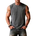 Men's vintage washed dark grey cotton tank top with heavy-weight fabric and loose fit design - S / Tops / Gray