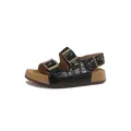 Black crocodile pattern girl's sandal with gold buckles and platform sole. - Size 22 Inner Length 14.5CM / Black