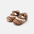 Kleinkinder-Sandalen in Braun mit Webmuster und Spitze, 7 Monate bis 3 Jahre - Braun