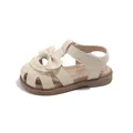 Elegantes sandalias cerradas color crema para niña con lazo y encaje para bebés y niños - Talla 21-25 Mixta / Beige