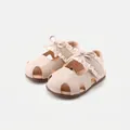 Elegant beige baby princess sandals with bow and lace trim for 7 months to 3 years - Size 16 (Inner 12.5CM) / Bowknot Lace Style (9821) / Beige