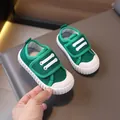 Green children's canvas toddler shoes with adjustable velcro straps and soft rubber soles - Size 21 / Green Casual Style (22-1) / Inner Length 13.5cm / Green