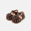 Eleganti sandali marroni con fiocco per bambine dai 7 mesi ai 3 anni, suola morbida - Taglia 16 (Interno 12.5CM) / Marrone (9829)