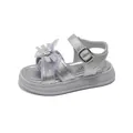 Sandales argentées pour filles avec décoration nœud en strass et semelle blanche - Taille 23-25 Set / Argent