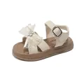 Sandales élégantes pour filles en crème avec nœud, strass et dentelle pour l'été - Taille 23-25 Set / Blanc