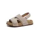 Bequeme beige Kinder-Sandalen im Birkenstock-Stil mit verstellbarem Klettverschluss für Sommer - Beige
