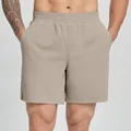 Professional men's quick-dry athletic sports shorts with elastic waistband in khaki color - S / Bottoms / Flaxen